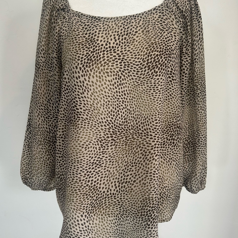 Paper Moon Women's Brown Animal Print Long Sleeve Blouse Size M‎